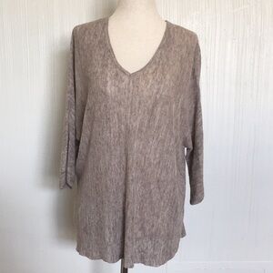 Eileen Fisher 100% Linen Undyed Lightweight Knit V-Neck Tunic Sweater XXS